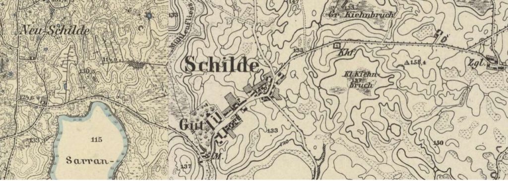 Kartenausschnitt der Gemeinde Schilde, Kreis Dramburg