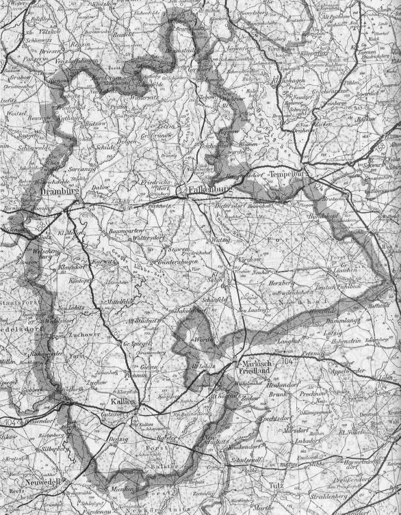 Karte des Kreises Dramburg