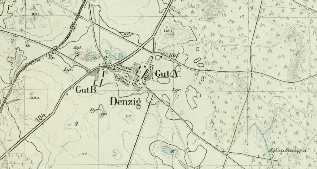 Kartenausschnitt Denzig, Kreis Dramburg