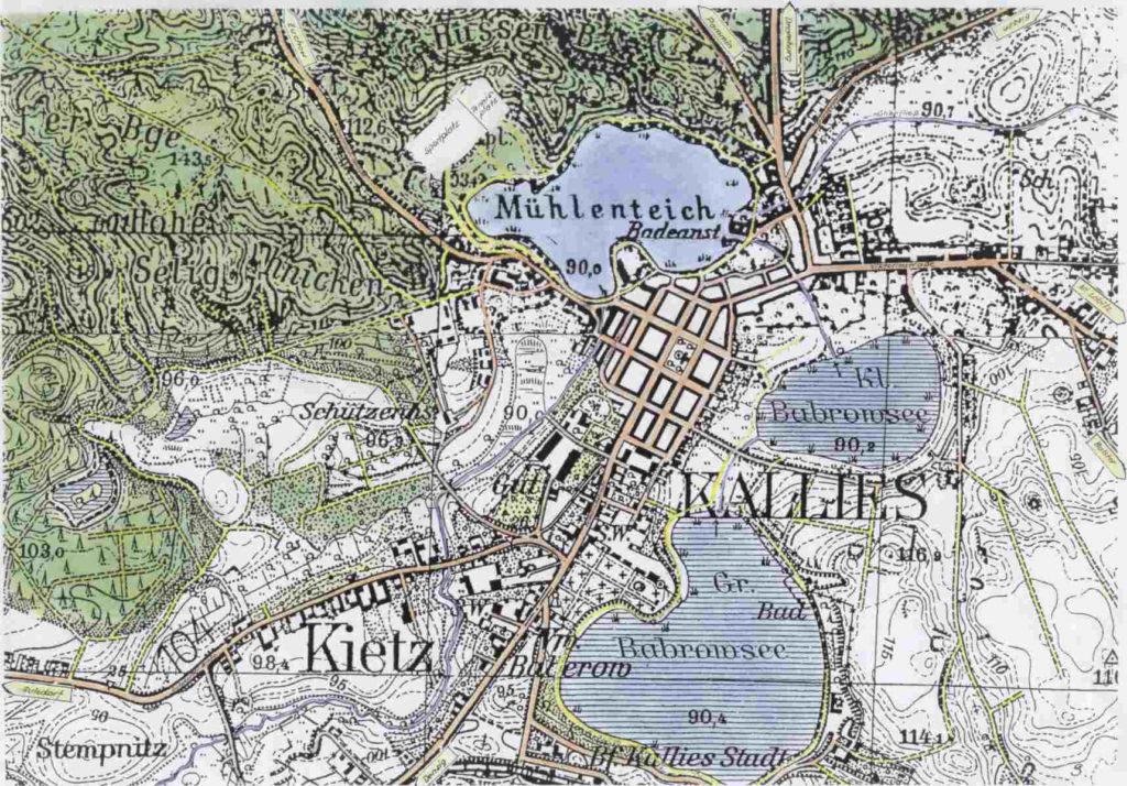 Kartenausschnitt Kallies, Kreis Dramburg